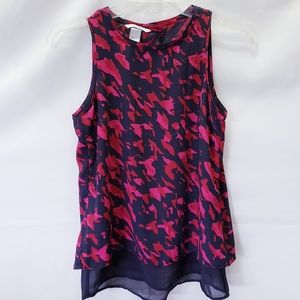 🤍H&M pink/red/black print w/black sheer top ✔SZ 2